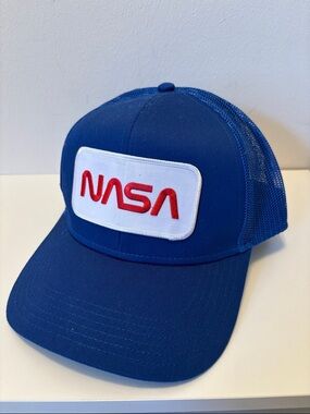 OTTO Royal Blue Trucker Hat with Red NASA Patch